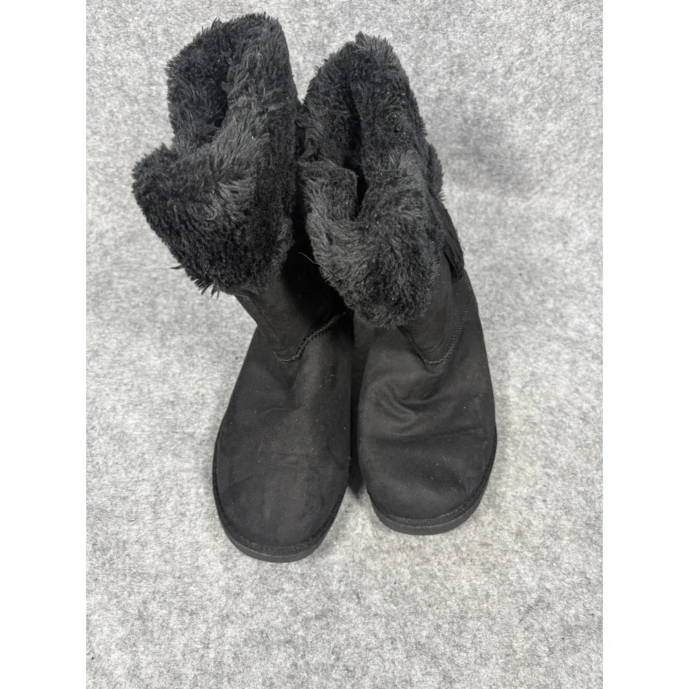 Makalu Iceland Winter Boots 4M Black Faux Fur Tassel Detail